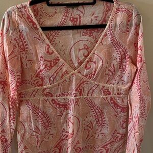 Siberian Pink and White Patterned Top